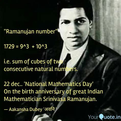 "Ramanujan number" 1729 ... | Quotes & Writings by Aakansha 'अवनि ...