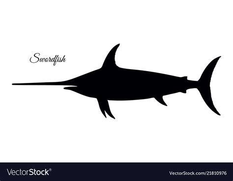 Silhouette of swordfish Royalty Free Vector Image