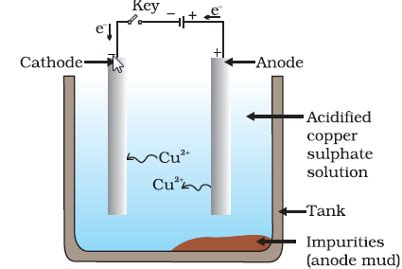 Draw a neat and well-labelled diagram electrolytic refining of copper.