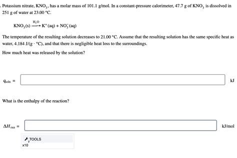 Solved Potassium nitrate, KNO3, has a molar mass of 101.1 | Chegg.com