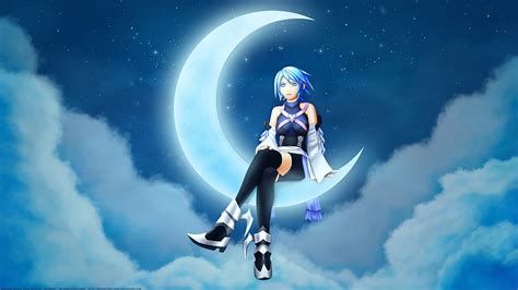 HD wallpaper: woman sitting on moon digital wallpaper, anime, girl, stars, night | Wallpaper Flare