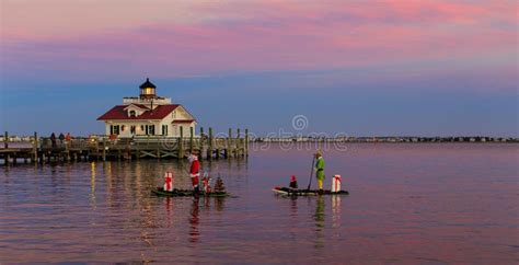 Manteo Lighthouse NC at Christmas Time Celebration Editorial Photography - Image of reflections ...