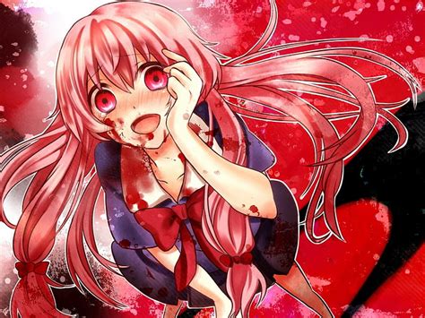 HD wallpaper: Mirai Nikki, Gasai Yuno, yandere, anime girls, simple ...