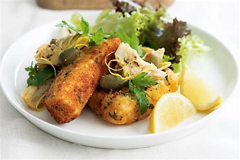 Parmesan and herb fish fingers with artichoke and caperberry salsa Recipe • Wiki Recipes