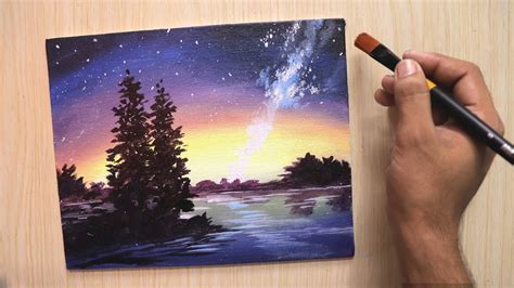 Acrylic painting of a beautiful night sky for beginners - YouTube