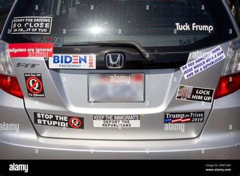 Looney leftist multiple political car stickers hi-res stock photography ...