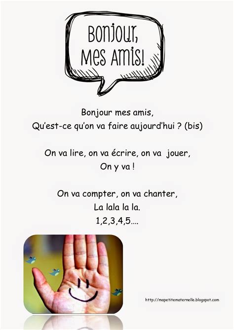 Ma petite maternelle | Comptines, Comptine maternelle bonjour, Chansons maternelle