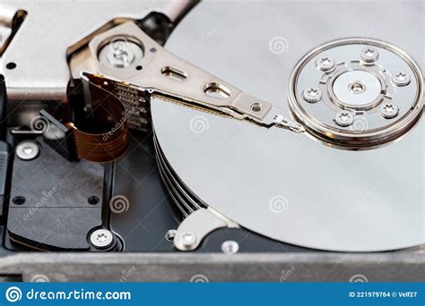 Open Hard Disk Drive Close Up. HDD Repair, Information Recovery Service Stock Photo - Image of ...