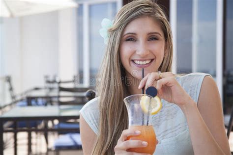 Beautiful Woman Drinking Cocktail Stock Photo - Image of cocktails, adult: 28350166