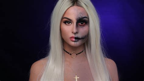 Two Face l Death Halloween Makeup Tutorial - YouTube