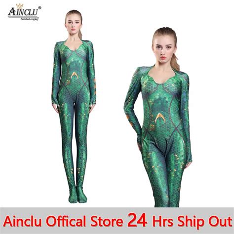 Aquaman Mera Costume for Women Girls Amber Heard Queen of the Sea Mera Women Bodysuit Justice ...