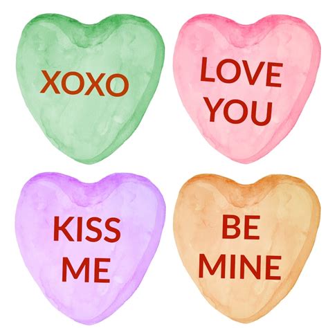 Candy Heart Clipart Conversation Hearts Valentines Day | Etsy