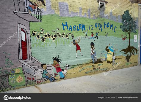 Street Art Painting Harlem Our Home Painted School Wall Harlem – Stock ...