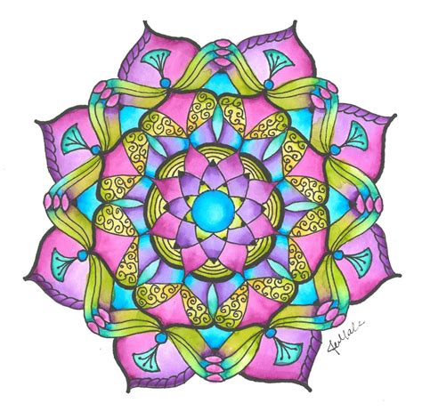 Watercolor mandala 4-27-14D by Jen Marsh | Watercolor mandala, Mandala coloring, Mandala pattern