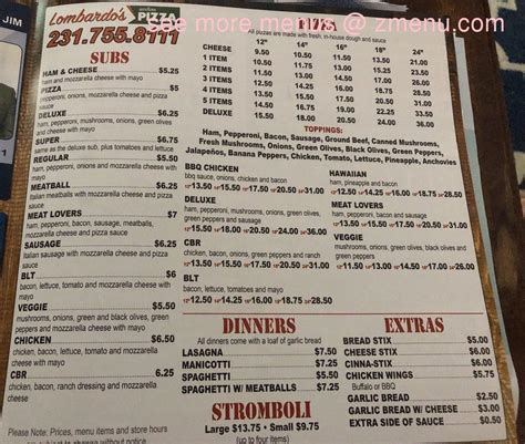 Online Menu of Lombardos Sicilian Pizza Restaurant, Muskegon, Michigan ...