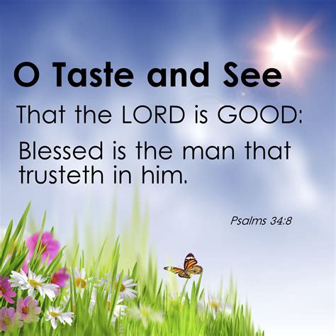 O taste and see that the LORD is good: blessed is the man that trusteth in him. (Psalms 34:8 ...