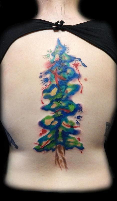 Watercolor Red Wood Tree Tattoo by Justin Hicks : Tattoos