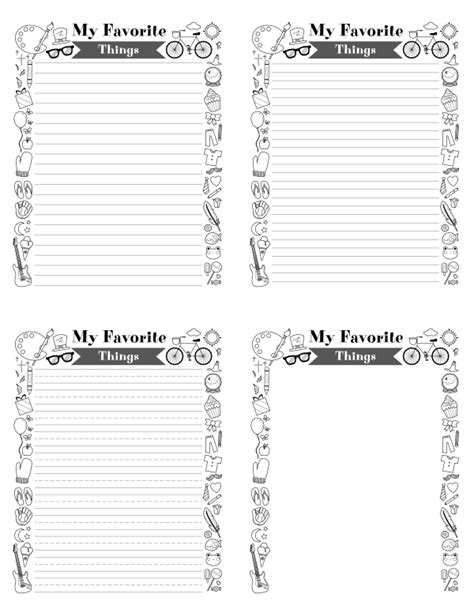 Free Printable My Favorite Things Writing Templates