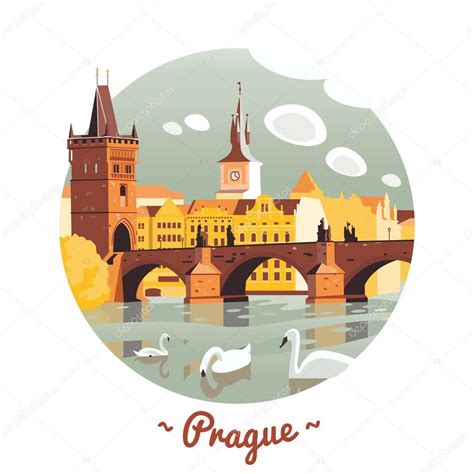 Prague Charles Bridge vector Illustration Stock Vector Image by ©ananci.art@gmail.com #129871936