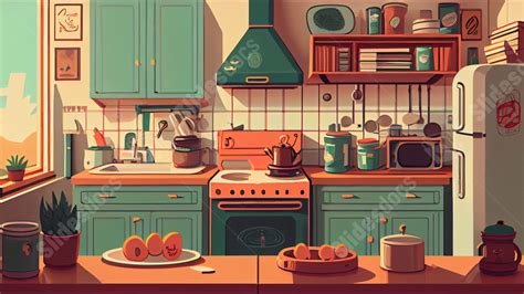 Kitchen Cute Illustration Powerpoint Background For Free Download ...