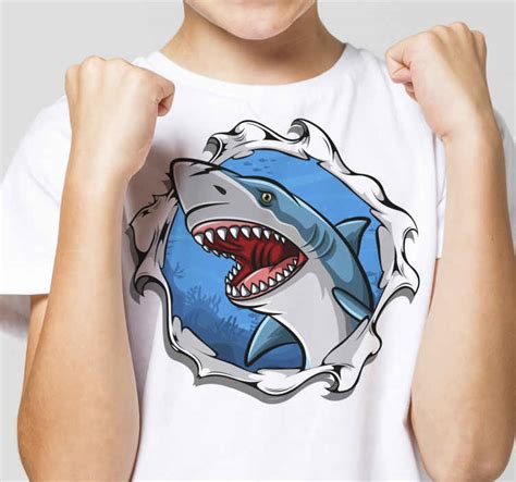 Big shark 3D Kids shirt - TenStickers