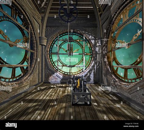 Clock tower interior in a steampunk style Stock Photo - Alamy