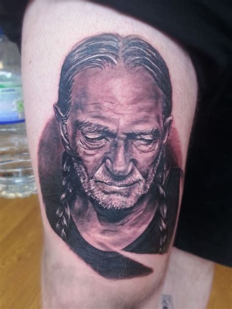 Willie Nelson Portrait tattoo | Portrait tattoo, Black and grey tattoos, Tattoos