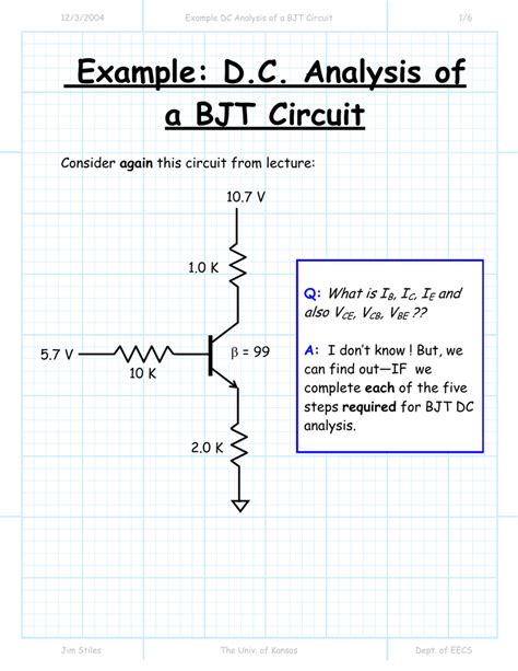 Example: DC Analysis of a BJT Circuit