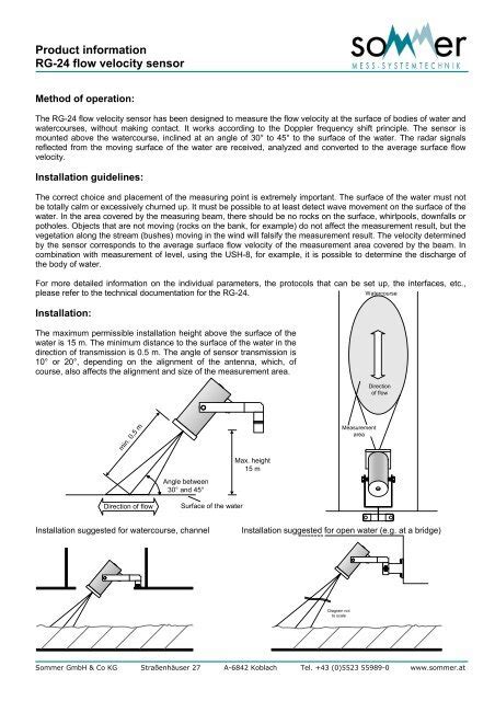 Product information RG-24 flow velocity sensor