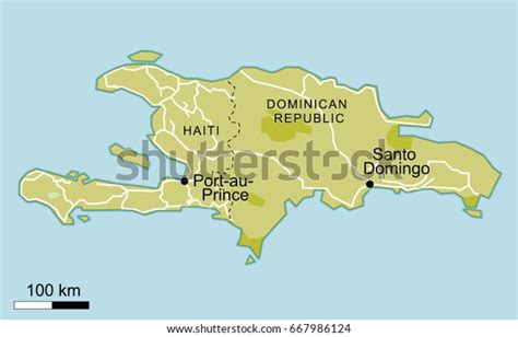 Detailed Map Hispaniola Important Cities Roads Stock Vector (Royalty ...