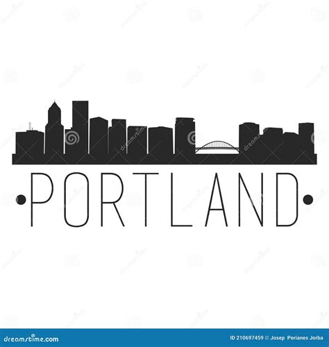 Portland Oregon Skyline Silhouette City Design Vector Famous Monuments Travel Landmark. Stock ...