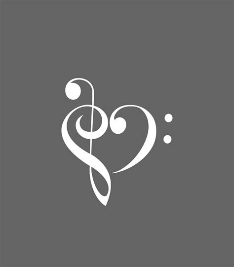 I Love Music Heart Treble Bass Clef Symbol Apparel Digital Art by Robbif Rivia