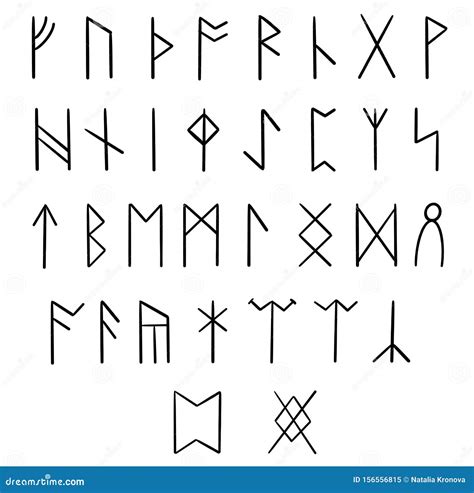 Anglo-Saxon Futhark Runic Font. 33 Runes Stock Illustration ...