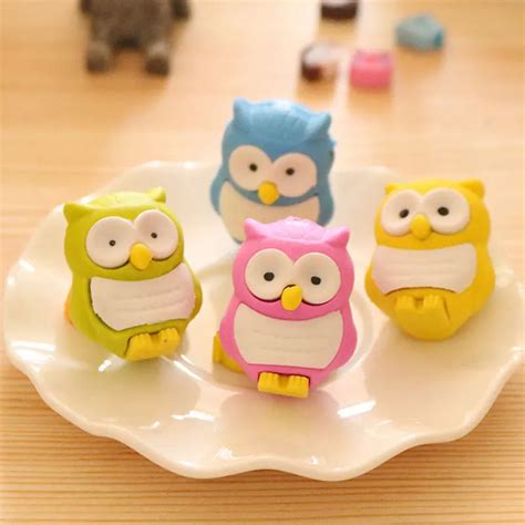 36 pcs/lot Novelty 3D Owl shaped eraser Kawaii drawing erasers kids gift office material school ...