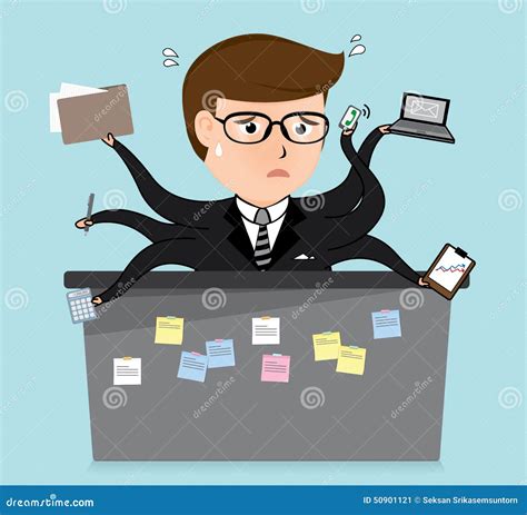 Very Busy Business Man Cartoon, Business Concept, Stock Illustration - Image: 50901121