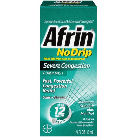 Afrin No Drip Severe Congestion Pump Nasal Mist Twin Pack,Congestion Relief, 2 Pack - Walmart ...