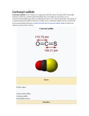 Carbonyl sulfide.pdf - Carbonyl sulfide Carbonyl sulfide is the chemical compound with the ...