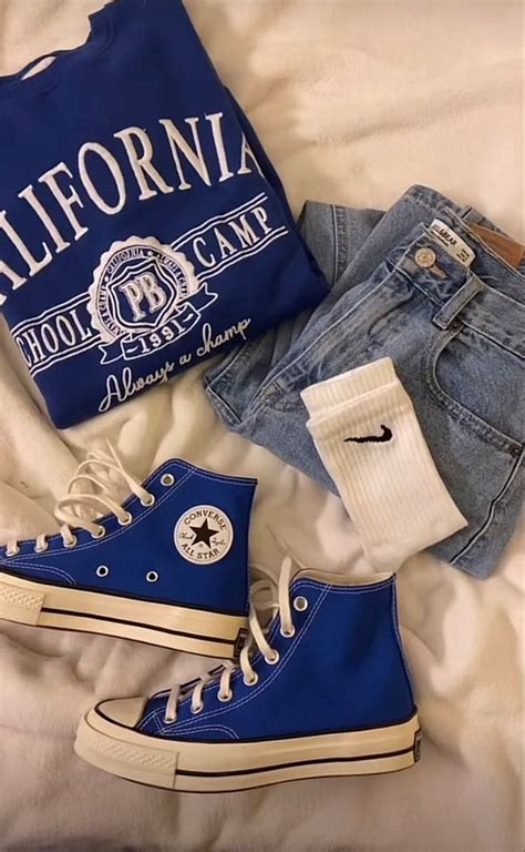 blue converse outfit | Cute outfits, Retro outfits, Cute everyday outfits