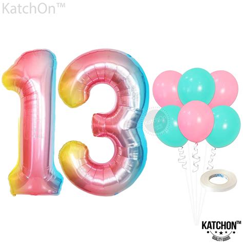 Buy Big 40 Inch 13 Balloon Numbers Rainbow - Official Teenager Birthday Decorations | Rainbow ...