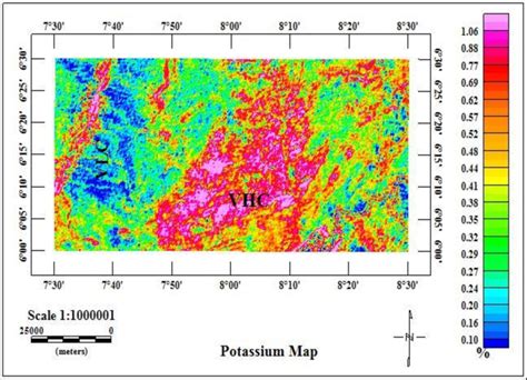 Equivalent Potassium Map of the Study Area | Download Scientific Diagram