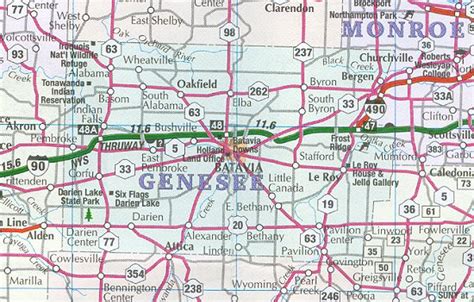 Genesee County Map - New York - New York Hotels - Motels - Vacation ...