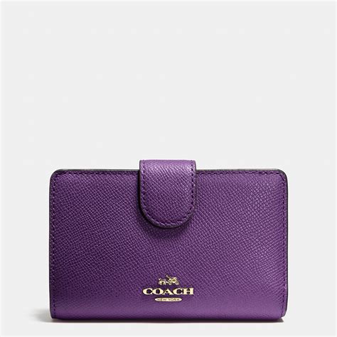 Lyst - Coach Medium Zip Around Wallet In Crossgrain Leather in Purple