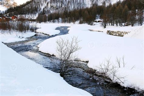 Valley Isere river in winter, France 12021371 Stock Photo at Vecteezy