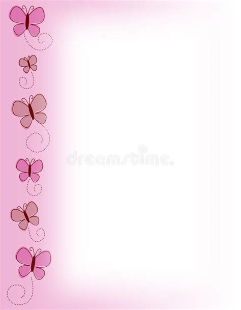 Spring Pink Butterfly Border Vector Illustration