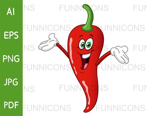 Clipart Cartoon of a Happy Red Chili Pepper Vegetable - Etsy