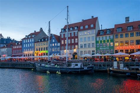 Nyhavn in Copenhagen City, Denmark at Night Editorial Photography - Image of waterfront, denmark ...