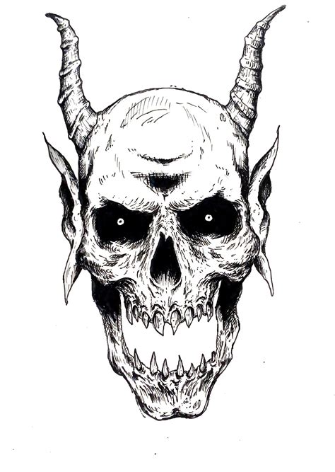 Devil Skull Drawing - Drawing.rjuuc.edu.np