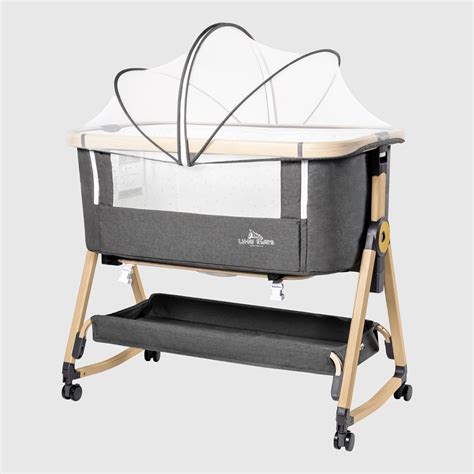 Baby bassinette with Mattress, rocking Crib Co-sleeping cradle with mosquito net - Grey - Little ...