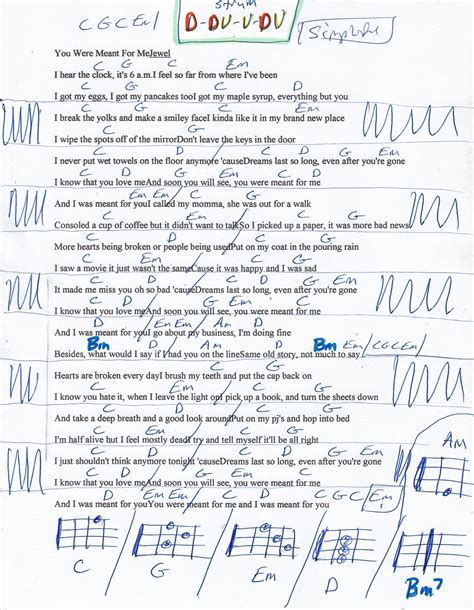 You Were Meant For Me (Jewel) Guitar Chord Chart - Simplified