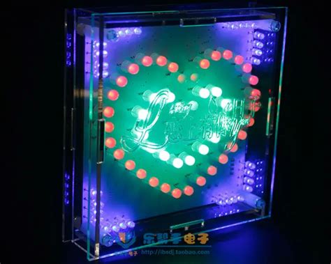 colorful heart shaped LED flashing lights soldering kits Electronic diy ...